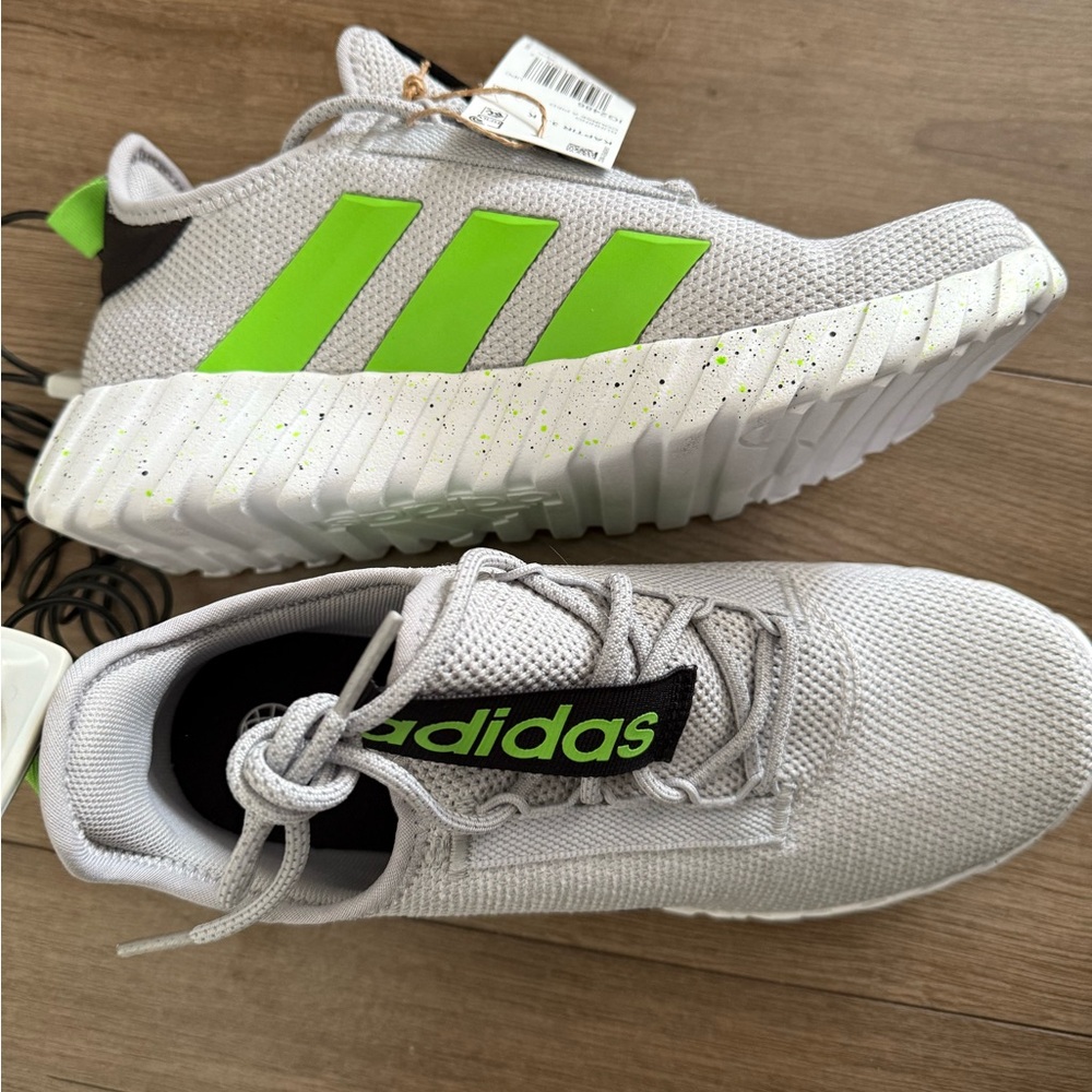 New Adidas Kids' Neon Green and Gray Sneakers